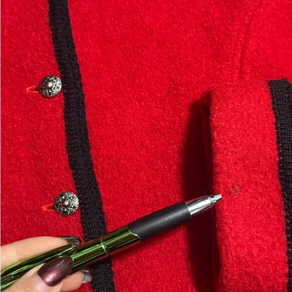 Vintage Tally-Ho Red Boiled Wool Cardigan – Size 12 - Picture 9 of 15